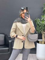مانتو لینن دو دکمه جیب نما کد 4738 - تصویر 11