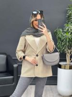 مانتو لینن دو دکمه جیب نما کد 4738 - تصویر 5