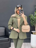 مانتو لینن دو دکمه جیب نما کد 4738 - تصویر 15