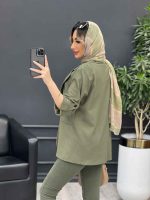مانتو لینن دو دکمه جیب نما کد 4738 - تصویر 9