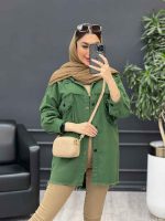 مانتو کتان دو جیب آستین ریش کد 4732 - تصویر 14