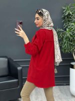 مانتو کتان دو جیب آستین ریش کد 4732 - تصویر 17