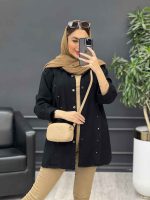 مانتو پرچ دار صدف کد 4731 - تصویر 5