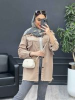 مانتو کتان دو جیب آستین ریش کد 4732 - تصویر 3