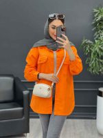 مانتو کتان پایین برش دار کد 4733 - تصویر 3