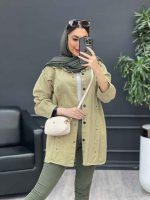 مانتو پرچ دار صدف کد 4731 - تصویر 4