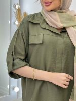 مانتو جلو بسته دو جیب نما کد 4699 - تصویر 11