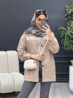مانتو کتان دو جیب پیله دار کد 4734 - تصویر 6