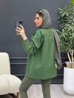 مانتو کتان دو جیب پیله دار کد 4734 - تصویر 12