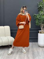 پیراهن بلند کمر گت تک جیب کد 4726 - تصویر 12