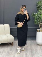 پیراهن بلند کمر گت تک جیب کد 4726 - تصویر 6