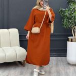 پیراهن بلند کمر گت تک جیب کد 4726