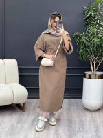 پیراهن بلند کمر گت تک جیب کد 4726 - تصویر 8