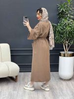 پیراهن بلند کمر گت تک جیب کد 4726 - تصویر 11