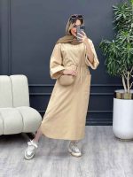 پیراهن بلند کمر گت تک جیب کد 4726 - تصویر 2