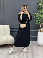 پیراهن بلند کمر گت تک جیب کد 4726 - تصویر 3