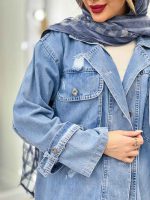 مانتو جین دو جیب پاکتی زاپ دار کد 4688 - تصویر 8