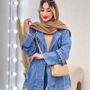 مانتو جین دو جیب پاکتی زاپ دار کد 4688