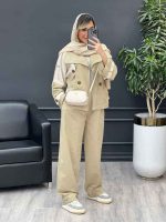 ست مانتو و شلوار ژیله دکمه دار کد 4727 - تصویر 5