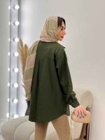 مانتو کتان دو جیب پرند کد 4754 - تصویر 16