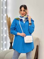 مانتو کتان دو جیب پرند کد 4754 - تصویر 7