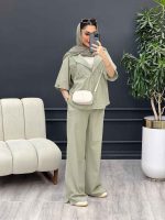 ست مانتو و شلوار جلو بسته دلوان کد 4763 - تصویر 15
