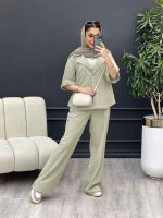 ست مانتو و شلوار جلو بسته دلوان کد 4763 - تصویر 6