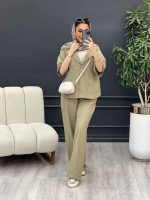 ست مانتو و شلوار جلو بسته دلوان کد 4763 - تصویر 8