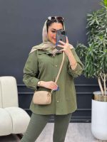 مانتو برش دار دو جیب روژین کد 4765 - تصویر 5