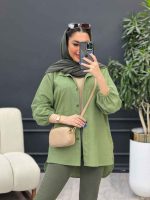 مانتو لینن آستین کش دو جیب کد 4766 - تصویر 18