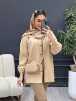 مانتو لینن آستین کش دو جیب کد 4766 - تصویر 4