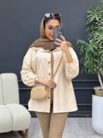 مانتو لینن آستین کش دو جیب کد 4766 - تصویر 7
