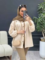 مانتو لینن آستین کش دو جیب کد 4766 - تصویر 15