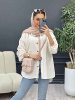 مانتو لینن آستین کش دو جیب کد 4766 - تصویر 21