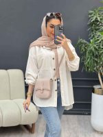 مانتو لینن آستین کش دو جیب کد 4766 - تصویر 8