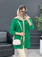 مانتو کتان سرشانه پاگن نیلیا کد 4779 - تصویر 2