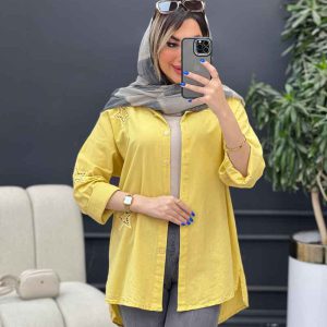 مانتو لینن گلدوزی ستاره کد 4781