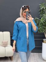 مانتو لینن گلدوزی ستاره کد 4781 - تصویر 2
