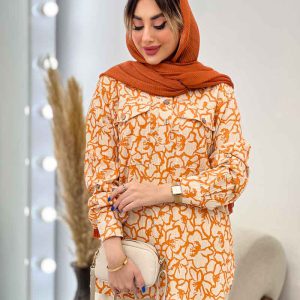 شومیز طرح دار دو جیب کد 4818