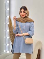 مانتو کراش بغل سه دکمه جانا کد 4794 - تصویر 5