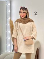 مانتو لینن نچرال خامه دوزی کد 4827 - تصویر 4