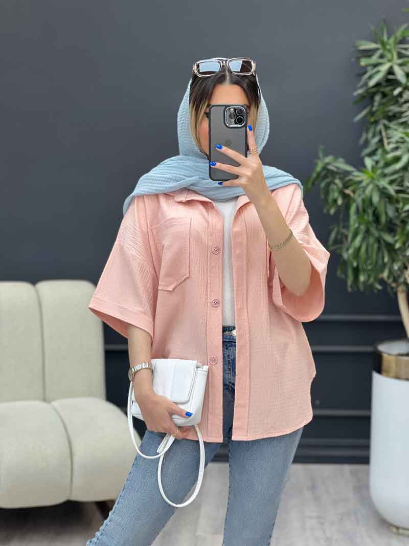 شومیز دو جیب پایین هلال کد 4836 شومیز دو جیب پایین هلال کد 4836