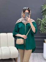 شومیز آستین پاگن سر جیب چاک کد 4828 - تصویر 9