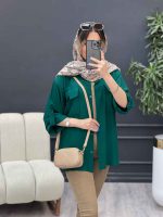شومیز آستین پاگن سر جیب چاک کد 4828 - تصویر 21