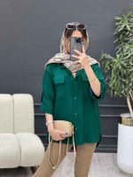 شومیز آستین پاگن سر جیب چاک کد 4828 - تصویر 13