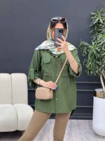 شومیز آستین پاگن سر جیب چاک کد 4828 - تصویر 8