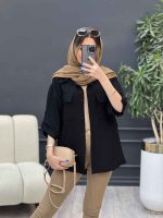 شومیز آستین پاگن سر جیب چاک کد 4828 - تصویر 4