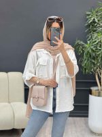 شومیز آستین پاگن سر جیب چاک کد 4828 - تصویر 7