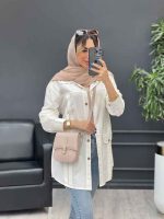مانتو لینن پیله دار دو جیب نما کد 4774 - تصویر 12