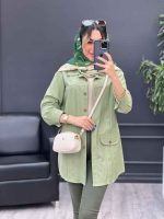 مانتو لینن پیله دار دو جیب نما کد 4774 - تصویر 2